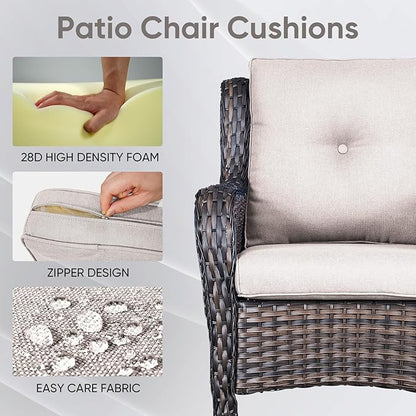 9-Piece Outdoor Patio Cushion Set - Fade & Water Resistant with Removable Olefin Cover, 22x24x4 Inch Memory Foam Cushions for Wicker Sectional Sofa – Beige/Buckle