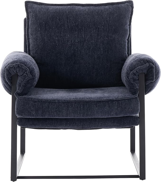 Xifan Modern Comfy Reclining Chair with 6 Angle Adjustable Backrest, Upholstered Accent Chair Fabric Living Room Lounge Chair for Reading Room - Dark Blue, 1PC