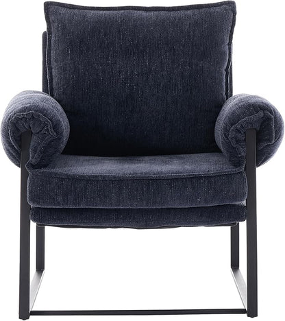 Xifan Modern Comfy Reclining Chair with 6 Angle Adjustable Backrest, Upholstered Accent Chair Fabric Living Room Lounge Chair for Reading Room - Dark Blue, 1PC