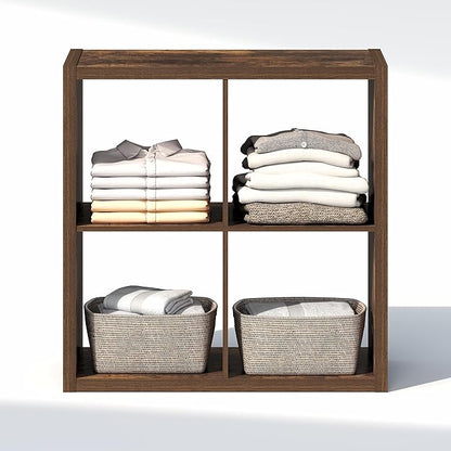 Furinno Cubic Closet Organizers and Storage, 4-Cube Closet Organizer, Open Shelf Closet Storage, Extra Thick Frame for Wardrobe, Bedroom, Living Room, Amber Pine