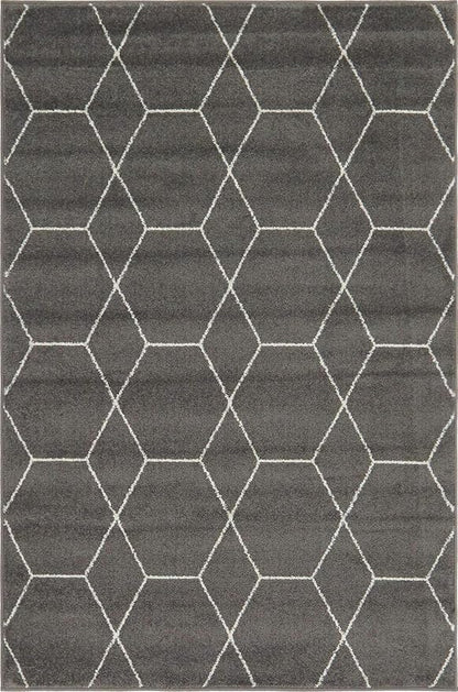 Unique Loom Trellis Frieze Collection Area Rug - Geometric (4" x 6", Dark Gray/ Ivory)