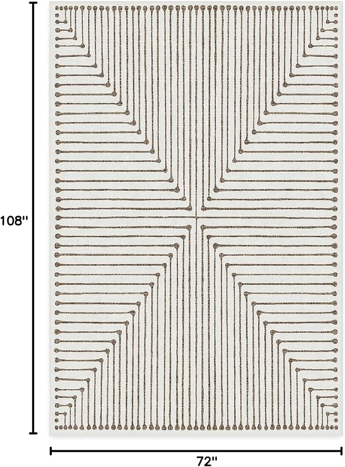 RUGGABLE x Jonathan Adler Machine Washable Modern Area Rug – Inkdrop Camel & Ivory 6x9, Stain-Resistant, Non-Slip – Medium Rugs for Living Room, Bedroom, Hallway, Entryway & Office–with Cushioned Pad