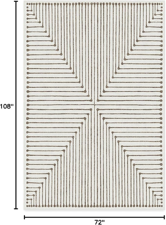 RUGGABLE x Jonathan Adler Machine Washable Modern Area Rug – Inkdrop Camel & Ivory 6x9, Stain-Resistant, Non-Slip – Medium Rugs for Living Room, Bedroom, Hallway, Entryway & Office–with Cushioned Pad