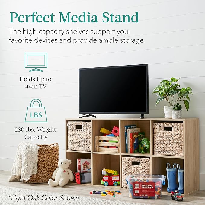 Best Choice Products 8-Cube Storage Organizer, 11in Shelf Opening, Bookcase, Display Shelf, Customizable w/ 3 Removable Back Panels – Black