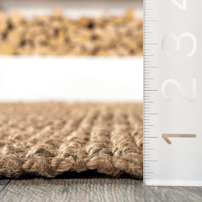 nuLOOM Ashli Solid Farmhouse Jute Area Rug, 5x8, Natural