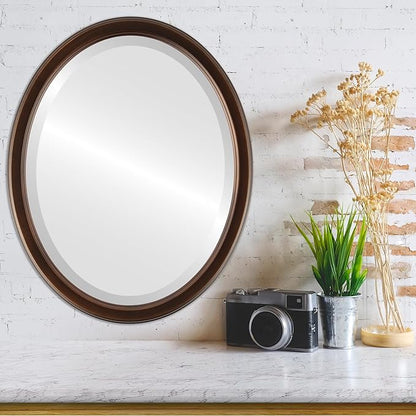 OVALCREST Oval Beveled Wall Mirror for Home Decor - Toronto Style - Rubbed Bronze - 26" x 22"