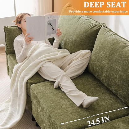 135'' Modular Sectional Sofa with Storage Seat,Oversized U Shaped Couch with Ottoman,7 Seater Couches for Living Room,Bedroom,Velet,Green