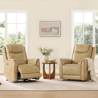 CHITA Super Zero Gravity Power Recliner Chair for Adults, Electric Faux Leather Recliner with USB & Type-C Charging Ports for Living Room, Bedroom & Home Theater Relaxation, Tan