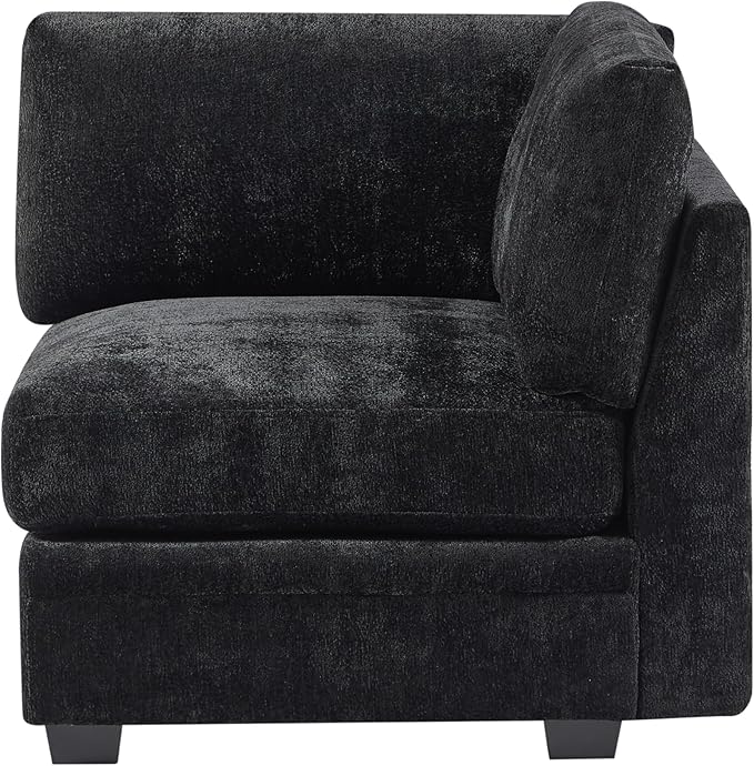 Christopher Knight Home Zery 7-Piece U-Shape Lounge Sofa Couch with Ottomans, Modern Modular Sectional Sofa Set with Pillow Back for Living Room, Chenille Upholstered Cloud Couch with Deep Seat,Black