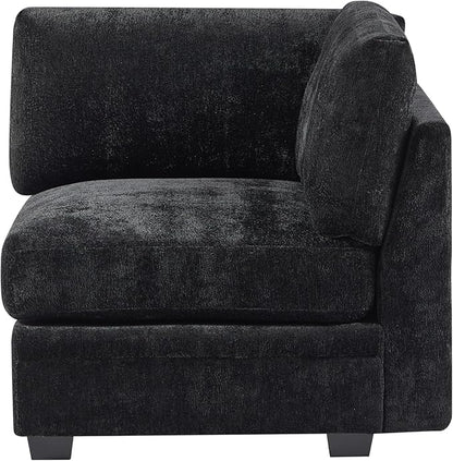 Christopher Knight Home Zery 7-Piece U-Shape Lounge Sofa Couch with Ottomans, Modern Modular Sectional Sofa Set with Pillow Back for Living Room, Chenille Upholstered Cloud Couch with Deep Seat,Black