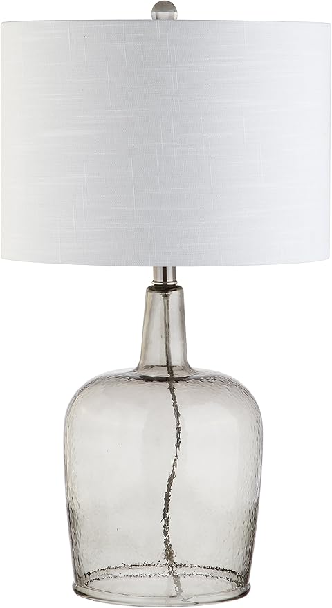 JONATHAN Y JYL4003A Augustine 26" Glass LED Table Lamp Modern Contemporary Bedside Desk Nightstand Lamp for Bedroom Living Room Office College Bookcase LED Bulb Included, Smoke Gray