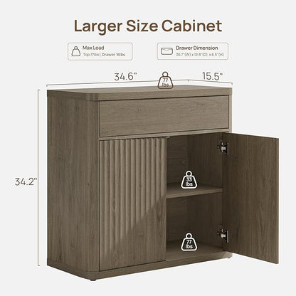 SICOTAS Buffet Cabinet with Storage - Accent Fluted Storage Cabinet with 6 Doors & 3 Drawers Sideboard Credenza Buffet Table Console Cabinets for Living Room Kitchen Dining Room Entryway Office