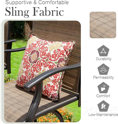 Sophia & William Swivel Bar Stools Set of 2, Bar Height Chairs, Outdoor Bar Chairs, High Top Patio Chairs, Supports 300 lbs (Brown Fabric)