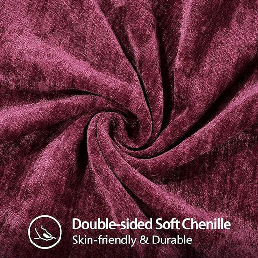 decorUhome Christmas Chenille Soft Throw Pillow Covers 26x26 Set of 2, Farmhouse Velvet Neutral Decorative Euro Pillow Covers with Stitched Edge for Couch Sofa Bed Home Decor, Rhododendron