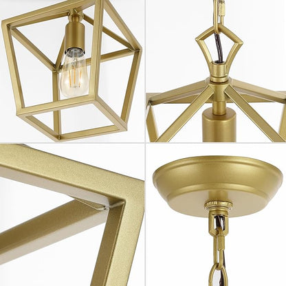 JONATHAN Y JYL7618B Pagoda 8" 1-Light Vintage Farmhouse Iron Chain Pagoda LED Pendant Minimalist, Rustic, Industrial, Classic, Casual, Living Room, Dining Room, Bedroom, Foyer, Gold Painting