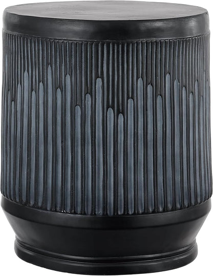 JONATHAN Y TBL1103C Kline 17.5" Mid-Century Modern Brutalist Indoor/Outdoor Accent Table Art Deco, Minimalist, Contemporary, Patio, Garden, Bathroom, Living Room, Wash Black