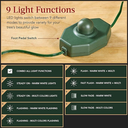 Best Choice Products 12ft Pre-Lit Scotch Pine Christmas Tree, Premium Frosted Pre-Decorated Artificial Holiday Decor w/ 3,630 Branch Tips, 2-in-1 White and Multicolor LED Lights, Cordless Setup