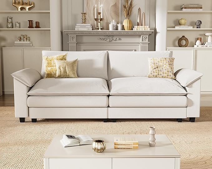 Homall 80" Modular Sectional Sofa, Loveseat Sofa Couch with Double-Layer Cushion, DIY Combination Chenille Deep 2-Seat Cloud Couch for Living Room, Apartment (White, Loveseat Sofa)