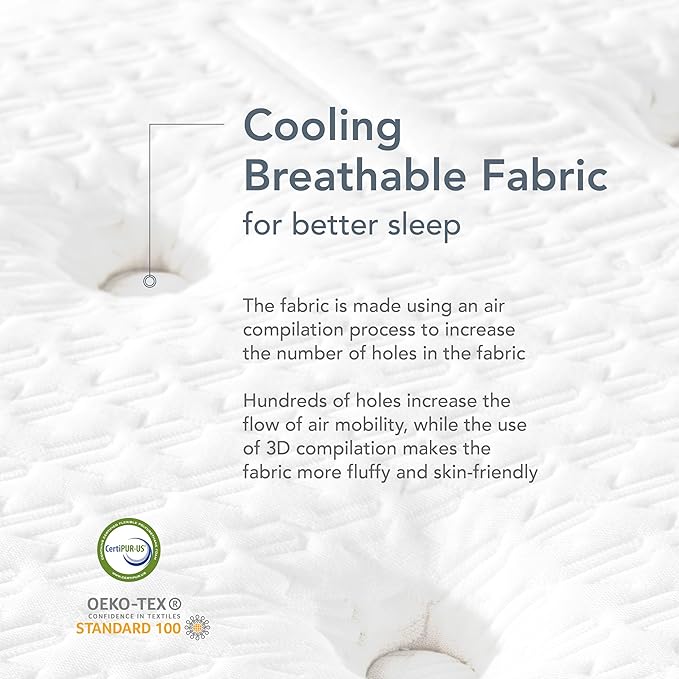 EPITEX Silverluxe Twin Mattress, 8 Inch Gel Memory Foam Twin Mattress in a Box, Individual Pocket Spring for Low Motion Transfer, Medium Firm, Gray