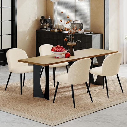 Upholstered Dining Chairs Set of 2, Modern Kitchen Side Chair with Padded Seat Comfortable Chenille Fabric Study Matel Legs,Desk Chairs with Back for Dining Room Kitchen, Beige