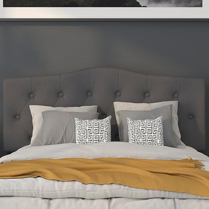 BizChair Tufted Upholstered Full Size Headboard in Dark Gray Fabric