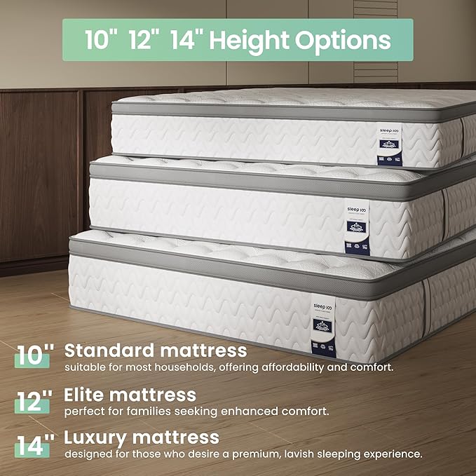 Queen Mattress 10 Inch, 5-Zone Deep Sleep Firm Mattress with Extra Lumbar & Shoulder Support, Hotel Collection Hybrid Mattresses Pain Relief - Fiberglass Free - No Odor - 365 Night Trial