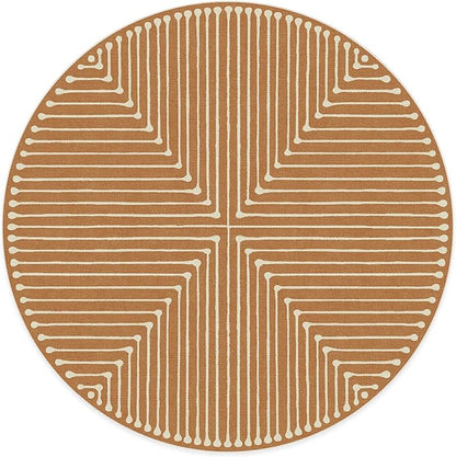 RUGGABLE x Jonathan Adler Machine Washable Modern Area Rug – Inkdrop Copper 8 ft Round, Stain-Resistant, Non-Slip – Large Rugs for Living Room, Bedroom, Hallway, Entryway & Office–with Cushioned Pad