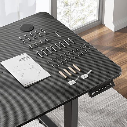 Electric Standing Desk 55 x 24 Inches, Height Adjustable Sit Stand Home Office Computer Desk with Memory Presets,Carbon Fiber Black