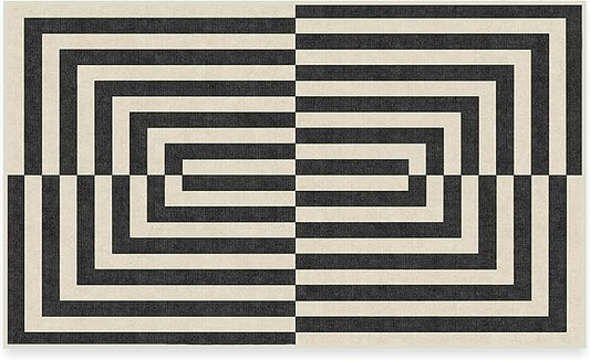 RUGGABLE x Jonathan Adler Machine Washable Modern Area Rug – Op Art Charcoal 3x5, Stain-Resistant, Non-Slip – Small Rugs for Living Room, Bedroom, Hallway, Entryway & Office–with Standard Pad