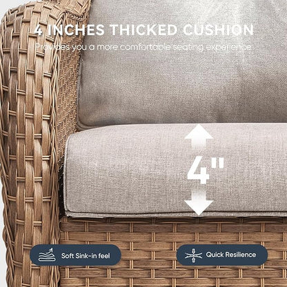 Patio Chair Cushions 6 Packs - Outside High Back Thick Water-Resistant Cushion 22x24 with Zipper Cover for Outdoor Glider Rocking Chairs Loveseat 3-Seater Couch Sofa – Beige/Regular