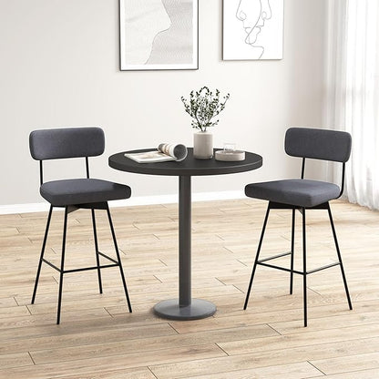 COSTWAY Bar Stools Set of 4, 29” Upholstered Bar Height Chairs with Back, 360° Swivel Dining Chairs with Heavy-Duty Metal Legs and Footrests, for Kitchen Island, Dining Room, Bar (4, Grey)