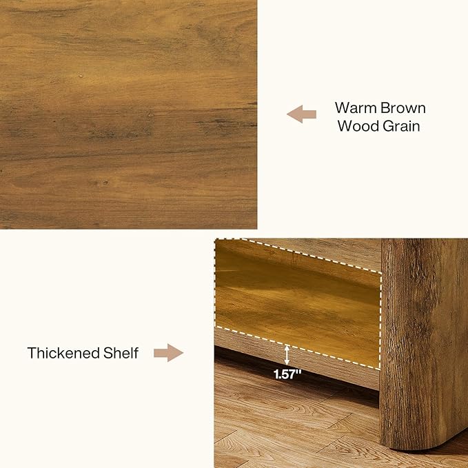 Tribesigns Farmhouse Entryway Bench, 53.5" Wood End of Bed Bench with Shoe Storage, 2-Tier Narrow Indoor Bench for Entryway, Bedroom, Hallway