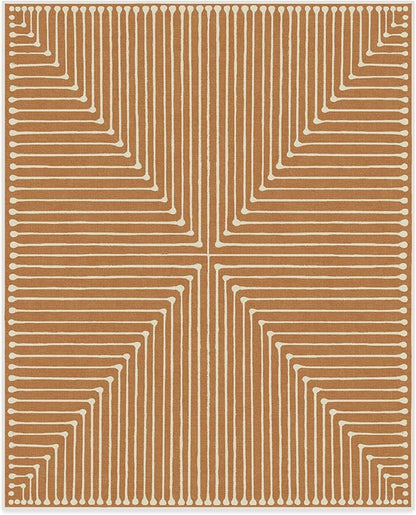 RUGGABLE x Jonathan Adler Machine Washable Modern Area Rug – Inkdrop Copper 8x10, Stain-Resistant, Non-Slip – Large Rugs for Living Room, Bedroom, Hallway, Entryway & Office–with Standard Pad