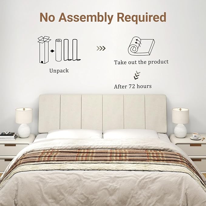 Queen Size Headboard Only-No Assembly, Upholstered Headboard Queen Size Linen Fabric Modern Style Headboards for Adjustable Bed Extra-Thick, Beige