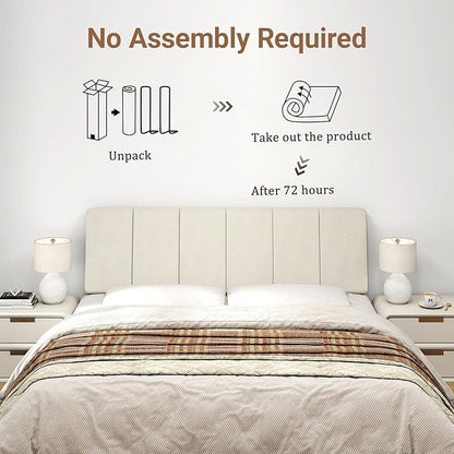 Queen Size Headboard Only-No Assembly, Upholstered Headboard Queen Size Linen Fabric Modern Style Headboards for Adjustable Bed Extra-Thick, Beige