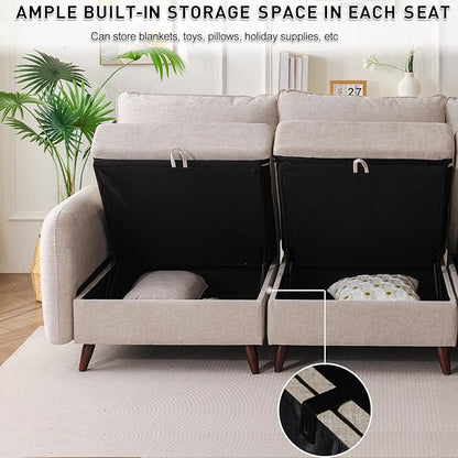 135'' Modular Sectional Sofa with All Seats Storage,Oversized 4-Seater Comfy Cloud Couches with Deep Seat,Big Couch for Living Room,Bedroom,Velet,Khaki