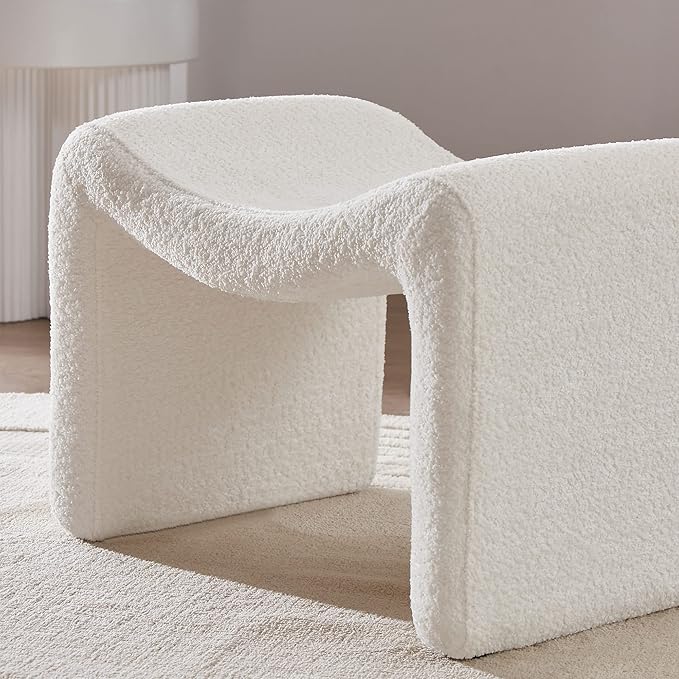 VANOMi Small Footstool Ottoman, Multi-Functional Modern Foot Stool, Sofa Footrest Extra Seating for Living Room, Entryway, Hallways and Bedrooms, Small, White