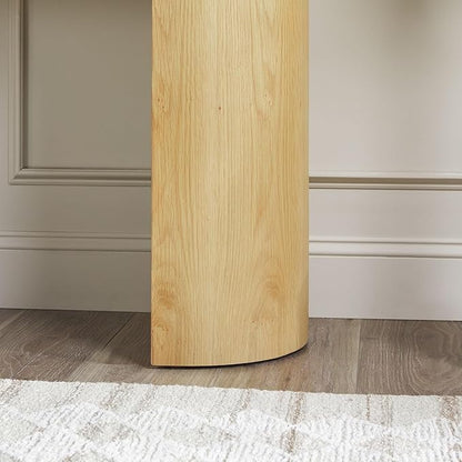 Walker Edison Maya Solid Oak Wood Veneer Console Table with Storage, 48 Inch, White Oak