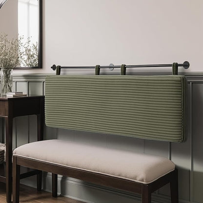 UEV King Headboard Only, Wall Mounted Hanging Upholstered Bed Head Board, Modern Vertical Channel Design of Fine Flannel, Elegant Green Fluted Headboard for Bedroom (Green, King Size)