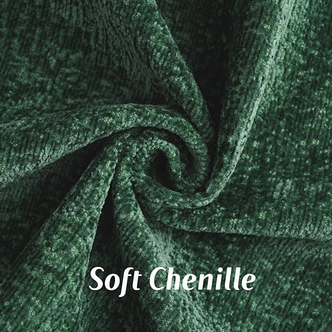FUTEI Christmas Dark Green Chenille Throw Pillow Covers 24x24 Inch Set of 2,Soft Cozy Bound Edge Design European Cushion Cover,Home Decor for Couch Bed Living Room