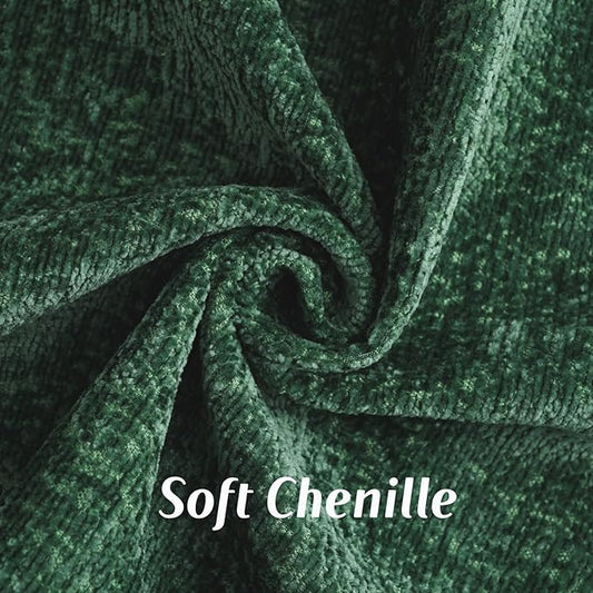 FUTEI Christmas Dark Green Chenille Throw Pillow Covers 18x18 Inch Set of 2,Soft Cozy Bound Edge Design Cushion Case,Home Decor for Couch Bed Living Room
