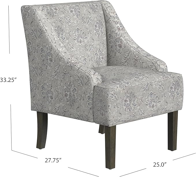 Mid Century Modern Accent Chair Wingback Living Room Chair Comfy Upholstered Scooped Armchair Fabric Side Chair with Wood Legs for Small Space, Bedroom, Apartment, Office, Waiting Room (Linen)
