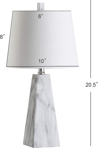 JONATHAN Y JYL1037A Owen 20.5" Resin LED Table Lamp, Contemporary, Office, Living Room, Family Room, Dining Room, Bedroom, Hallway, White Marble Finish
