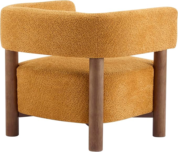 GDFStudio Boucle Upholstered Accent Chair,Cozy Modern Armchair with Spring Cushion & Rubber Wood Frame,Comfortable Mid-Century Lounge Chair Seating for Living Room, Bedroom, Office, Yellow