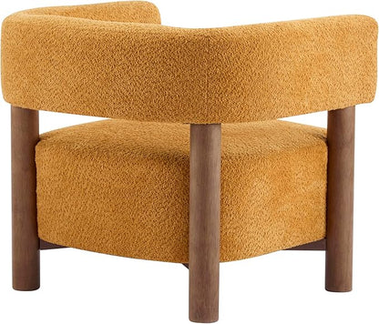 GDFStudio Boucle Upholstered Accent Chair,Cozy Modern Armchair with Spring Cushion & Rubber Wood Frame,Comfortable Mid-Century Lounge Chair Seating for Living Room, Bedroom, Office, Yellow