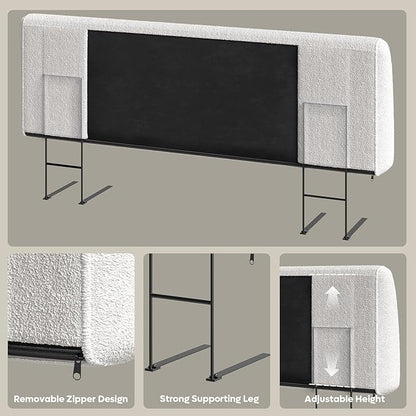 4.7" Upholstered Headboard for King Size Bed, Height Adjustable and Ergonomic Headboard, Easy Assemble, Sturdy and Durable, Teddy Velvet, Beige