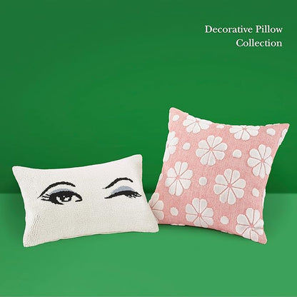 kate spade new york Spade Floral Decorative Pillow, 20" x 20" Throw Pillow for Bed or Sofa, Textured Cotton and Polyester Blend Cover, Pink