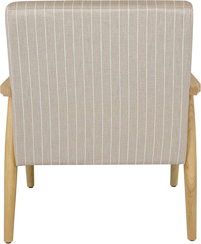 Mid-Century Modern Accent Chair, Natural Wood Frame (Beige Sripe)