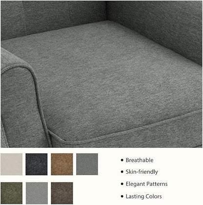 Lumibee High Back Accent Chair,Upholstered Wingback Armchair with Solid Wood Legs for Small Spaces,Comfy Single Sofa Chair for Living Room,Bedroom,Office-Gray