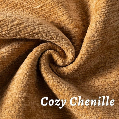 Mustard Yellow Decorative Throw Pillow Covers 12x20 Inch Set of 2 Cozy Soild Chenille Cushion Cases Soft Textured Lumbar Couch Pillows Cover Boho Accent Farmhouse Pillowcases for Bed